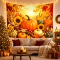 thumbnail image 3 of Pumpkins in a Glowing Autumn Harvest, Cozy Digital Art for Nature Lovers, Seasonal Wall Art, Thanksgiving Gift, Tapestry Wall Hanging for Dining Room and Living Room, 3 of 7