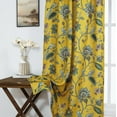 thumbnail image 4 of Thermal Curtains 63 Inch Length for Summer Heat,Light Heat Blocking 50% Black Out Nature Tree MCM Tropical Curtains for Living Room Bedroom 2 Panels Set,Yellow, 4 of 4