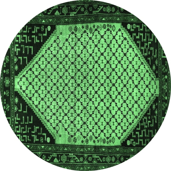 Ahgly Company Indoor Round Persian Emerald Green Traditional Area Rugs, 8' Round