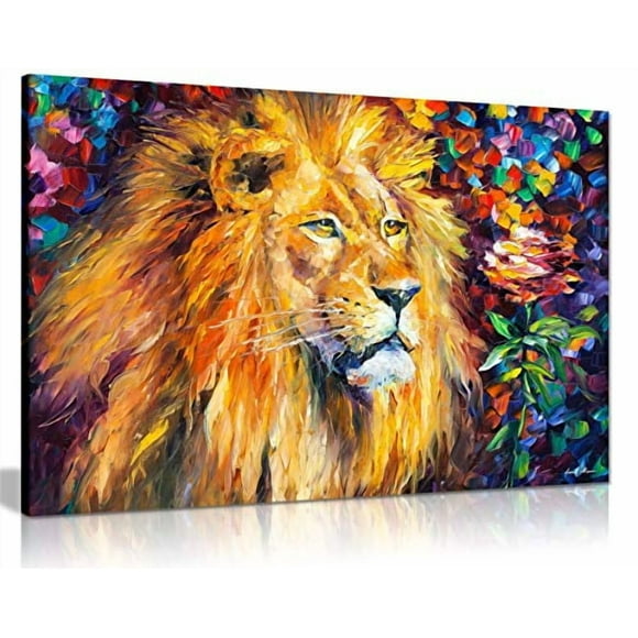 Lion by Leonid Afremov Canvas Wall Art Picture Print for Home Decor (12x8)
