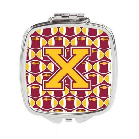 Letter X Football Maroon & Gold Compact Mirror