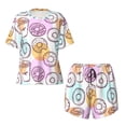 thumbnail image 4 of Qekee Donuts and Coffee Women's Pajama Set Short Sleeve Sleepwear Summer Home Wear with Pockets Soft Short Sleeve Shirt - Donuts and Coffee, 4 of 9