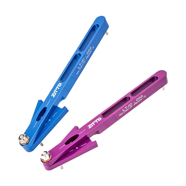 2 uds. Comprobador de cadena de bicicleta, medidor de reparación de cadena de bicicleta, herramienta de calibre de detección de estiramiento de cadena de aleación de aluminio, Violeta Azul Sunnimix verificador de cadena de bicicleta
