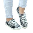 thumbnail image 7 of Honeeladyy Ladies Plaid Halloween Fashion Lightweight Casual Shoes Lace Up Walking Shoes Soft Lightweight Shoes Black Clearance under 5$, 7 of 7
