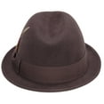 thumbnail image 3 of Montique Men's Brown Center Crease Stingy Snap Brim Hard Felt Fedora Hat H53, 3 of 4