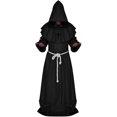 thumbnail image 1 of Traje de cosplay de túnica de monje medieval renacentista con capucha (negro, L) JAMW Sencillez, 1 of 5