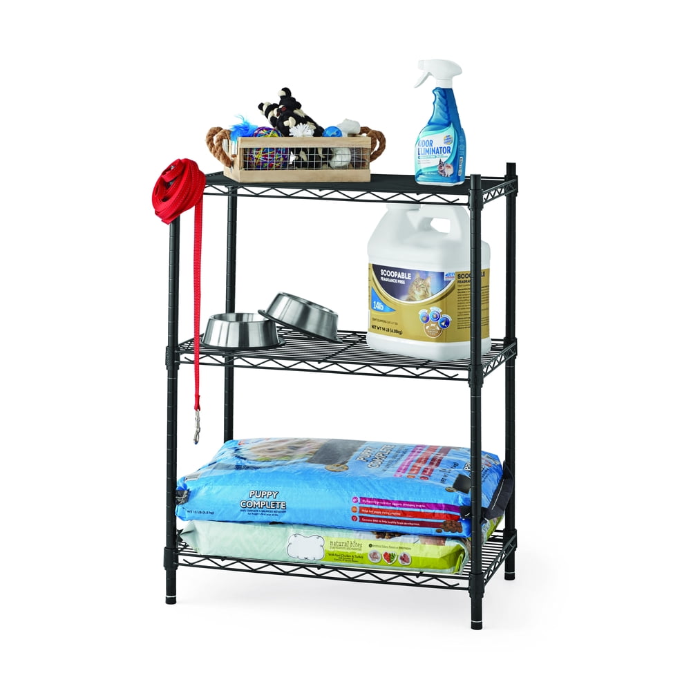 Hyper Tough 3 Tier Stackable Wire Shelving Unit, Black, 13.4"Dx23.2