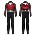 thumbnail image 6 of Zaldita Kids Girls Shiny Rhinestone Long Sleeve Dance Crop Top with Figure Skating Leggings Set Performance Dancewear Red 12, 6 of 7