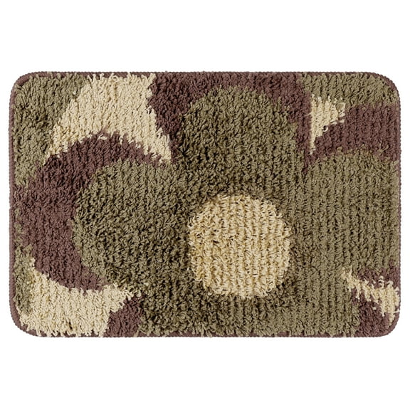 Unique Bargains Floral Bath Mat Checked Washable Bath Carpet for Bathroom Floor Brown-1 16"x24"