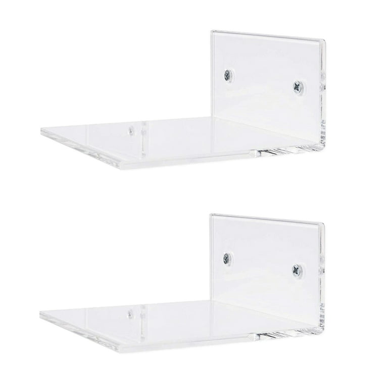 Wbtran Clear Acrylic Floating Shelf for Wall Mounted Set of 4, Small Wall  Mounted Clear Shelves with Mounting Kit for Decoration & Storage, Adhesive