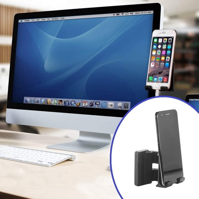 DEBGFS Updated Mobile Phone Holder, That Clip on Monitor for Laptop or Desktop Within 25mm Thickness, Cell Phone Stand Smart Phone Dock Mobile mounts Phone Clip for Universal Computer Display