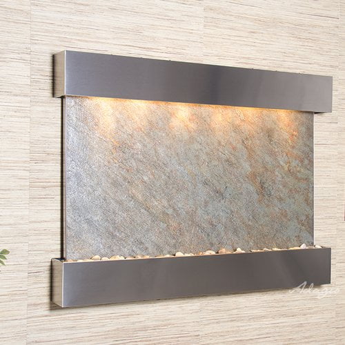 Adagio Fountains Teton Falls Natural Stone/Metal Wall Fountain with Light