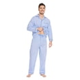 thumbnail image 6 of GLOBAL Mens 100% Cotton Long Sleeve Pajama Set, Breathable Lightweight Button Down Nightwear with Pants, S-3XL, 6 of 7