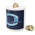 thumbnail image 3 of 40th Birthday Piggy Bank, Abstract Modern Design with Geometrical Number 40 Emblem, Ceramic Coin Bank Money Box for Cash Saving, 3.6" X 3.2", Dark Blue and Pale Blue, by Ambesonne, 3 of 4