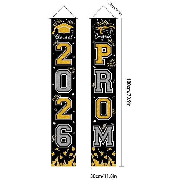 HaCpiu 2026 Grad Couplet Graduation Decorations for Front Door, Grad Porch Sign Banners, Reusable Porch Sign for Graduation Celebration, Backdrop, Party Photo Booth & Outdoor Decoration