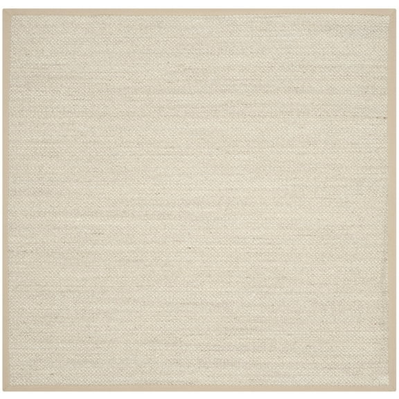 SAFAVIEH Natural Fiber Kentigern Border Seagrass Area Rug, Marble/Linen, 6' x 6' Square