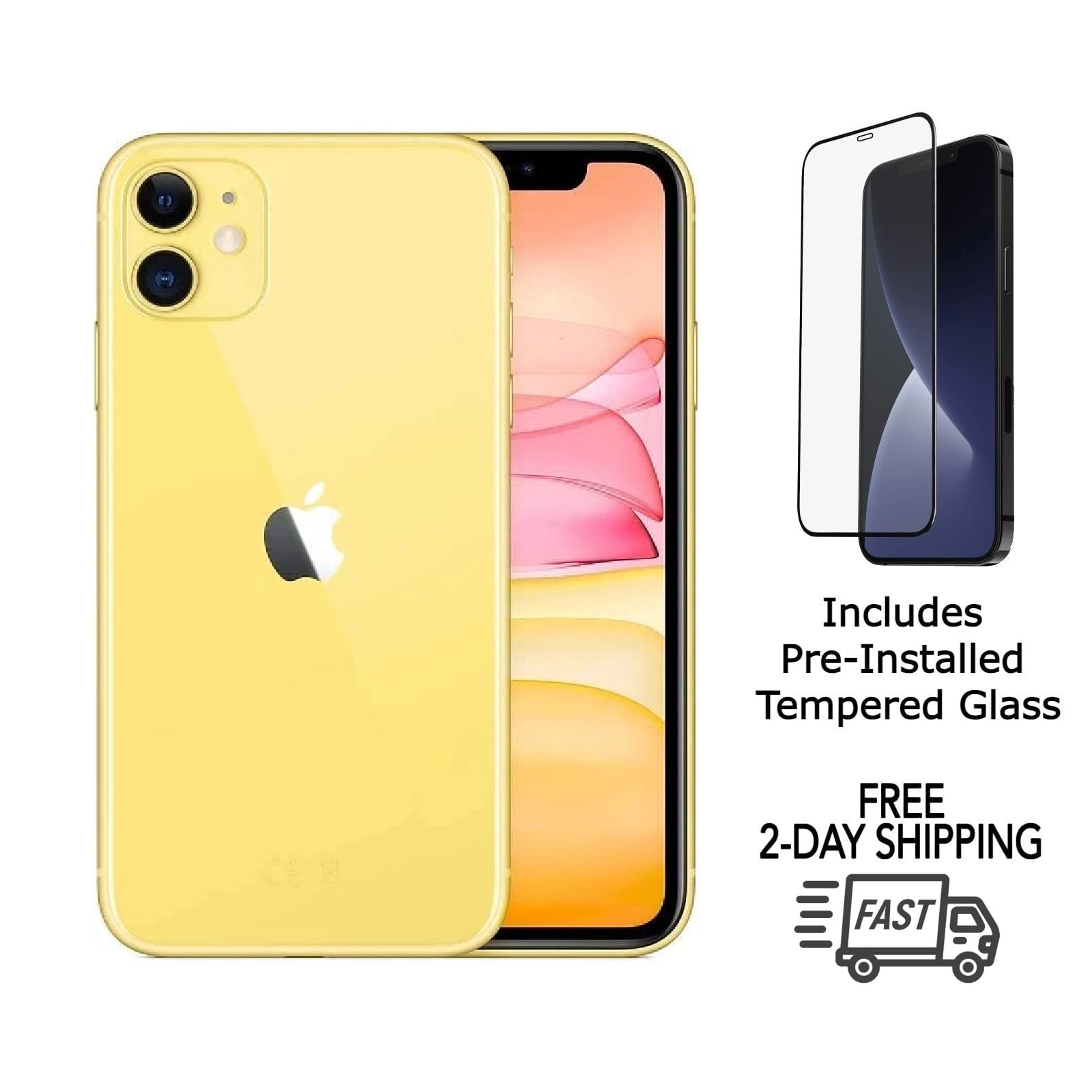 Refurbished Apple iPhone 11 w/ Pre-Installed Tempered Glass (Fully