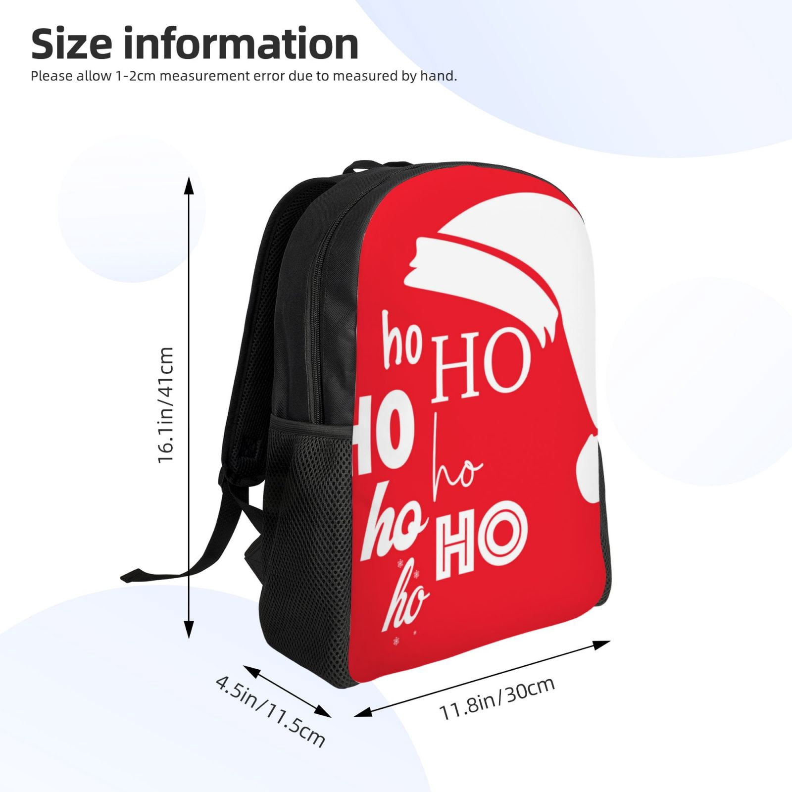 Xecao Saying Ho Ho Ho Print School Backpack with Laptop Compartment Small Travel Laptop Backpack for Women Men Waterproof College Backpack Simple School Bag