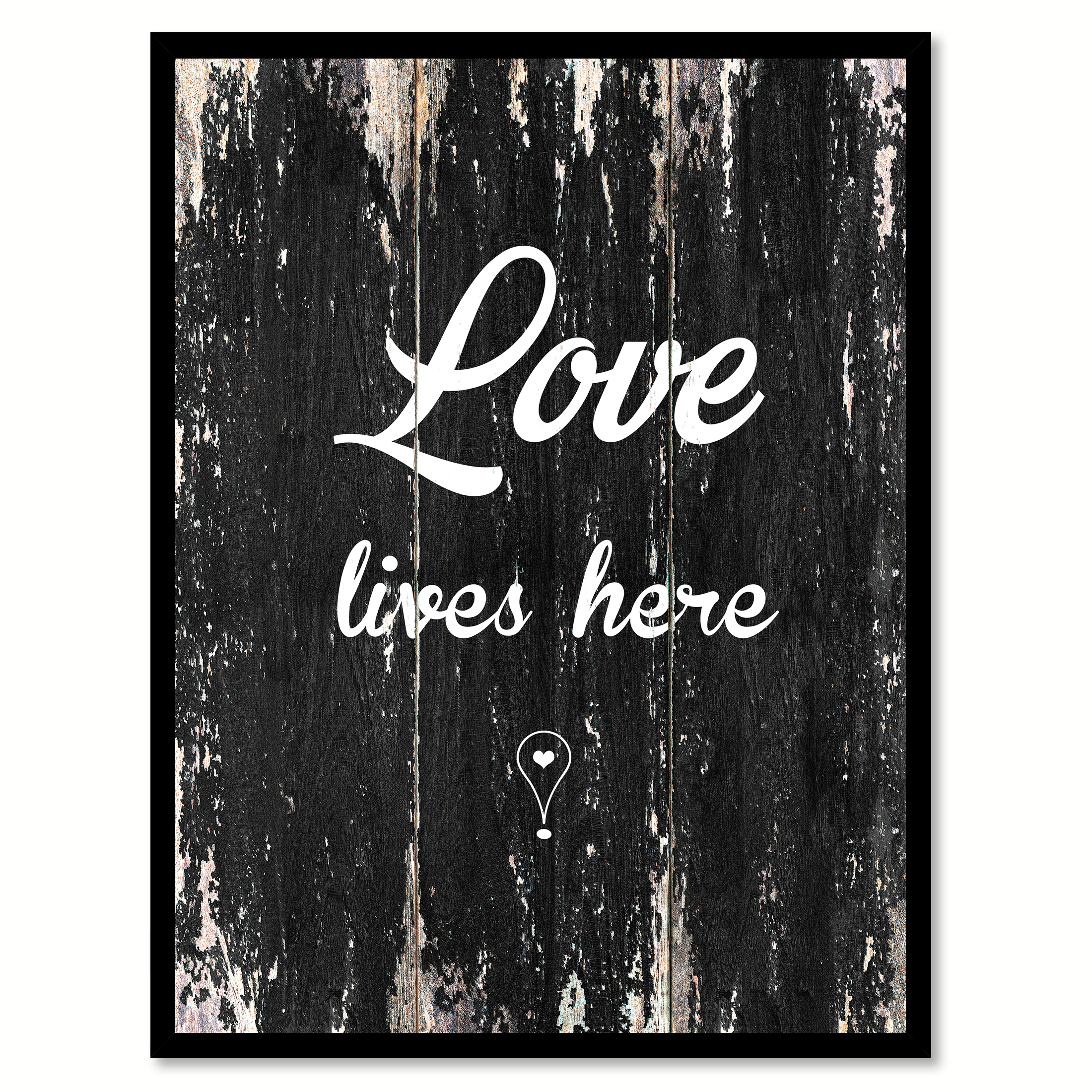 love lives here quote saying black canvas print picture