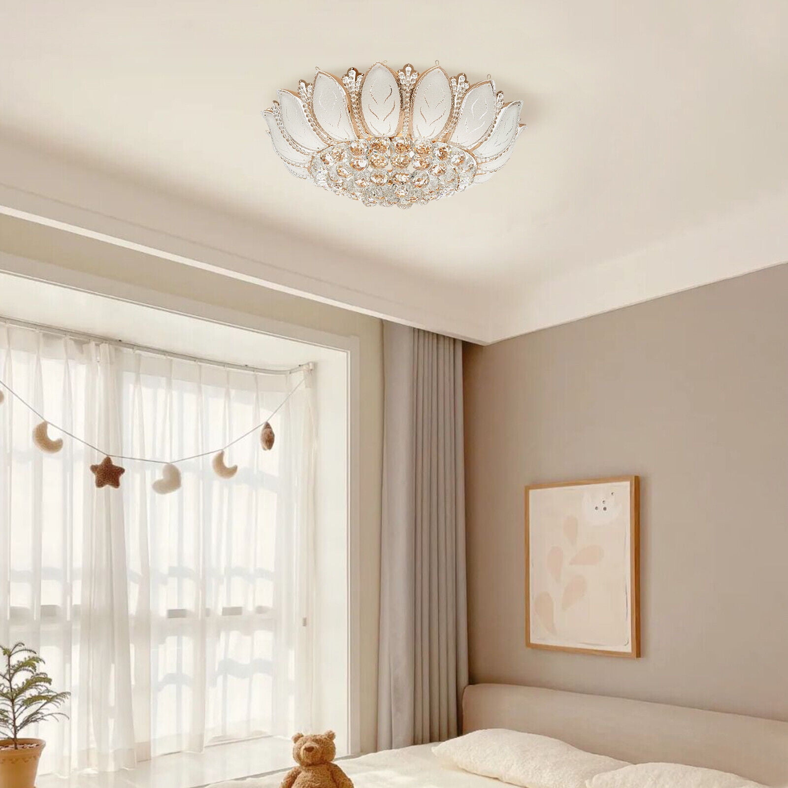 110V, 60Hz Ceiling Light Modern Lotus Flower Ceiling Light for the Living Room, Dining Room, Study Room, Bedroom