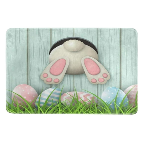 NSESSHome Spring Easter Colorful Eggs Welcome Door Mat Outdoor Entrance, Non-Slip Front Doormat Entryway Front Porch Throw Rugs for Easter Entrance