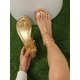 thumbnail image 1 of Women Gold Color Metallic Tie Leg Design Thong Sandals, Flat Sandals For Party, 1 of 5
