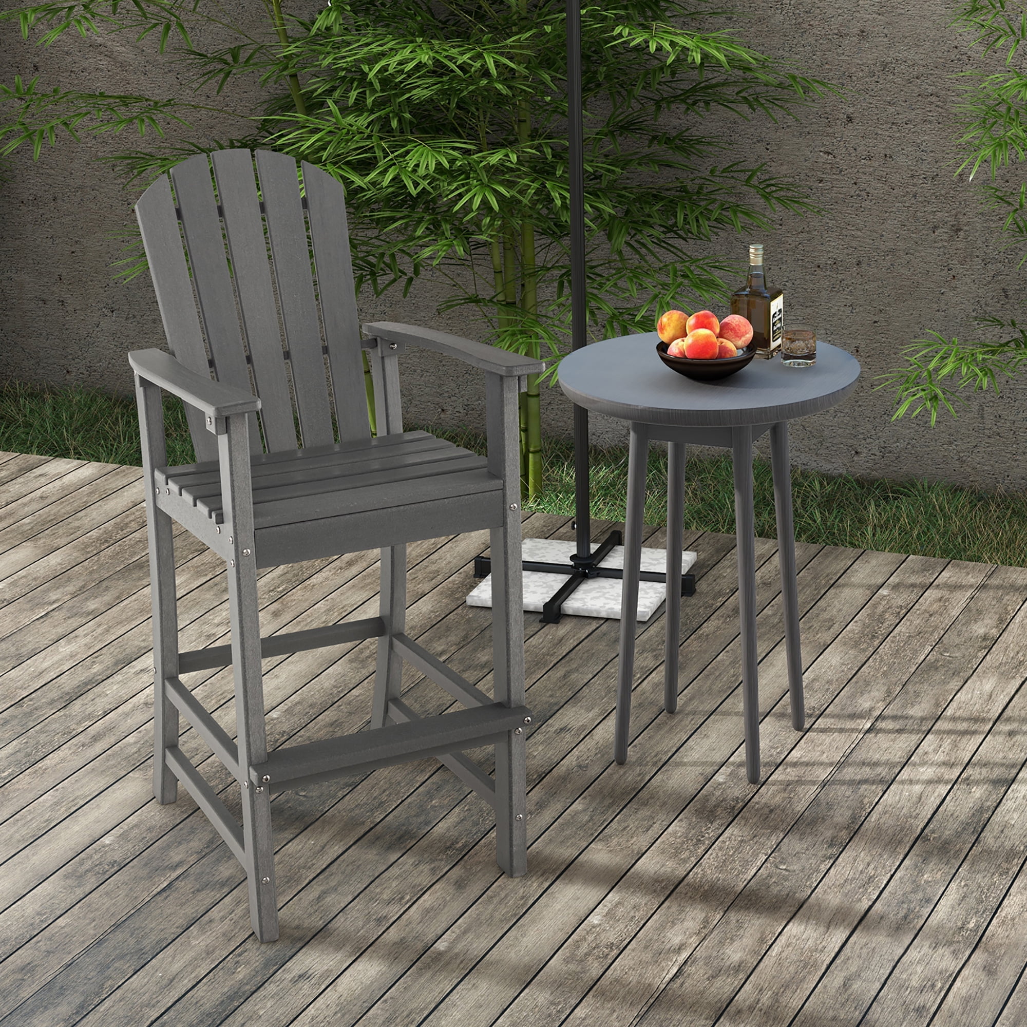 【Adul】PATIO Costway Outdoor HDPE Bar Height Stool, Patio Tall Chair with