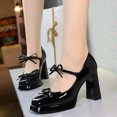 thumbnail image 3 of Women's Pumps High Heel 9CM Patent Leather Fashion Bowknot Shoes Wedding Party, 3 of 5