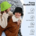 thumbnail image 2 of Faux Fur Bucket Hat for Winter – Fluffy Warm Furry Fisherman Cap with Adjustable Headband | Unisex Lightweight Sun Protection Hat for Casual, Travel, Skiing & Outdoor Activities, 2 of 12