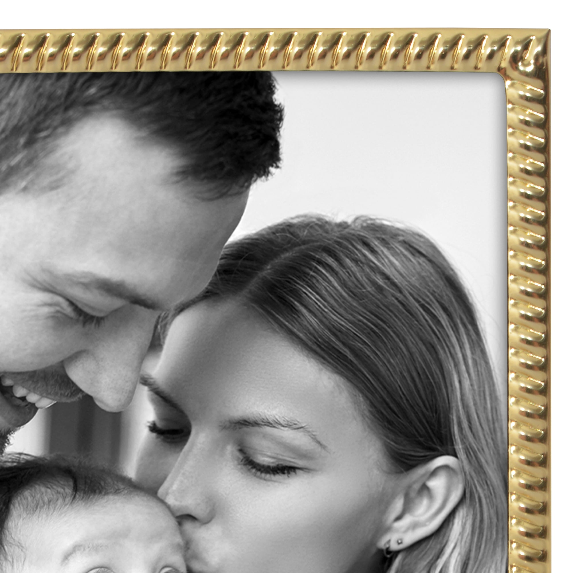 Americanflat 5x7 Picture Frame with Shatter-Resistant Glass Metal Rope Style Textured Detailing Modern - Gold
