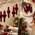 thumbnail image 5 of 6 Pack Christmas Tree Ornaments Set Vintage Finial Hanging Baubles for Holiday Mantel Decor Indoor Home Decoration Spindle Drop Ornaments for Xmas Tree Party Display Festive Hanging, Red, Style C, 5 of 7