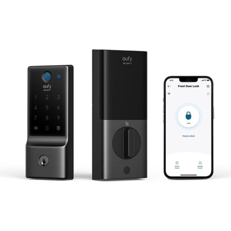 Anker eufy Security Smart Lock C220, Built-in Wi-Fi, Fingerprint Keyless Entry Door Lock, App Remote Control, 8Months Battery, IP53 Waterproof, BHMA Grade 3