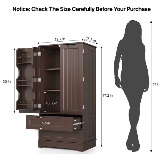 Aiho 47" H Kitchen Pantry Cabinet with 2 Doors and 2 Drawers, Solid & Sturdy, Storage Cabinet for Entryway, Kitchen - Black