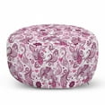 thumbnail image 1 of Purple Pouf Cover with Zipper, Scales Swirls and Hearts in Romantic Depiction of Nature with Birds and Flowers, Soft Decorative Fabric Unstuffed Case, 30" W X 17.3" L, Mauve Plum Pink, by Ambesonne, 1 of 5