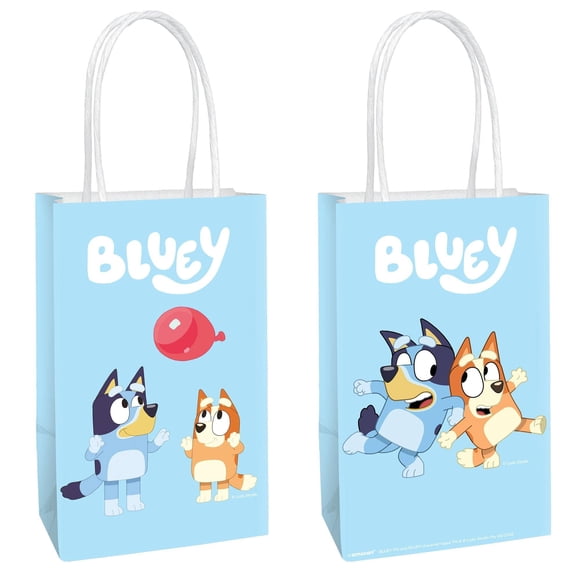 Bolsas Amscan para regalos de fiesta con estampado multicolor y azul, paquete de 8