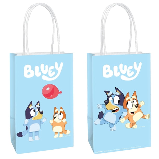 Bolsas Amscan para regalos de fiesta con estampado multicolor y azul, paquete de 8