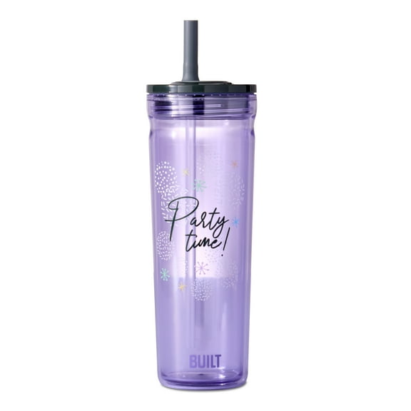 BUILT Torrent 24 oz Double-Wall Acrylic Tumbler, Party Time Purple