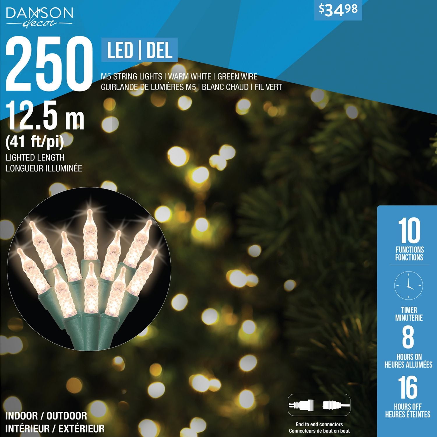 250 LUM. M5 FACETTÉES À DEL, INT/EXT, 10 FONCTIONS, MINUTEUR& ADAPTATEUR, BLANC CHAUD, 250 LUM. M5 FACETTÉES À DEL