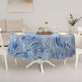 thumbnail image 5 of Oval Blue and White Tablecloth 60x84inch, Blue Leaf Country Tablecloth Classic French Modern Country Farmhouse Decoration, Suitable for Dining Room and Kitchen. Indoor and Outdoor Dining, 5 of 5