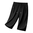 thumbnail image 2 of StSilkitty Men's Capri Pants with Pockets Solid Color Drawstring Elastic Waist Sweatpants Gym Training Cropped Pants, 2 of 8