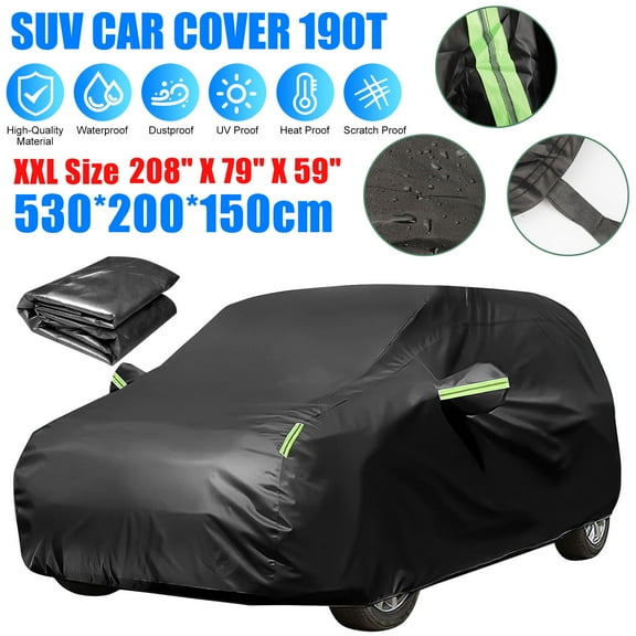 EEEkit Car Cover, Waterproof, UV-Resistant, Dustproof Outdoor Full Exterior Cover, 208 x 79 x 59", Black