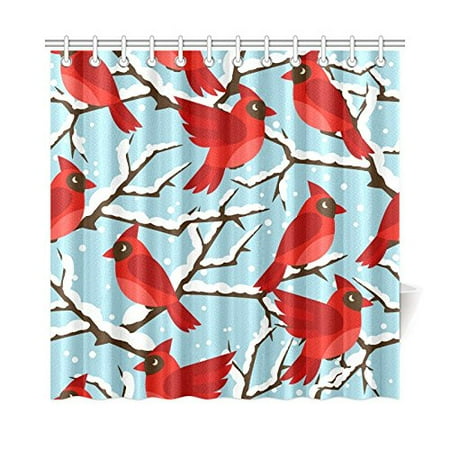 Mkhert Red Birds Shower Curtain Home Decor Bathroom Shower Curtain