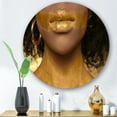 thumbnail image 2 of Designart 'Afro American Girl With Golden Paint on Body' Modern Circle Metal Wall Art 11x11 - Disc of 11, 2 of 5