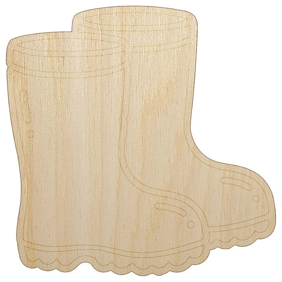 Rubber Rain Boots Wood Shape Unfinished Piece Cutout Craft DIY Projects - 4.70 Inch Size - 1/8 Inch Thick