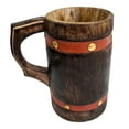 thumbnail image 7 of Handmade Wooden Beer Mug with Orange Leather Strap 400 ml Medieval Renaissance Tankard, Eco-Friendly Gift for Men, 7 of 7