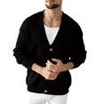thumbnail image 4 of LODIENY Button Front V Neck Knit Cardigan Sweaters for Men Casual Long Sleeve Loose Fit Warm Sweater Fall Winter Weekend Outing Office Cardigan Black L, 4 of 7