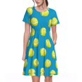 thumbnail image 1 of Easygdp Ball Tennis para Vestido Transpirable de Mujer, Vestido Suelto de Manga Corta con Pliegues y Bolsillos para el Verano, 1 of 6