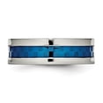 thumbnail image 2 of Auriga Fine Jewelry Stainless Steel Polished Blue IP-plated Checkered Design 7 mm Band for Women Size 7.5, 2 of 6