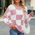 thumbnail image 6 of Mock Neck Long Sleeve Sweater Women Plaid Print Winter Warm Ribbed Cuff Long Sleeve Shirts Solid Casual Loose Oversized Pullover Sweaters, 6 of 6