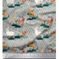 thumbnail image 1 of Soimoi Poly Georgette Fabric Rabbit,Sheep & Deer Kids Print Fabric by The Yard 42 Inch Wide, 1 of 3